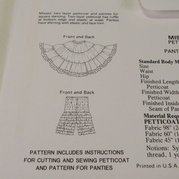 Kwik Sew 1481 Clothing Pattern DANCE petticoat, underskirt & panties UNCUT - Picture 4 of 6